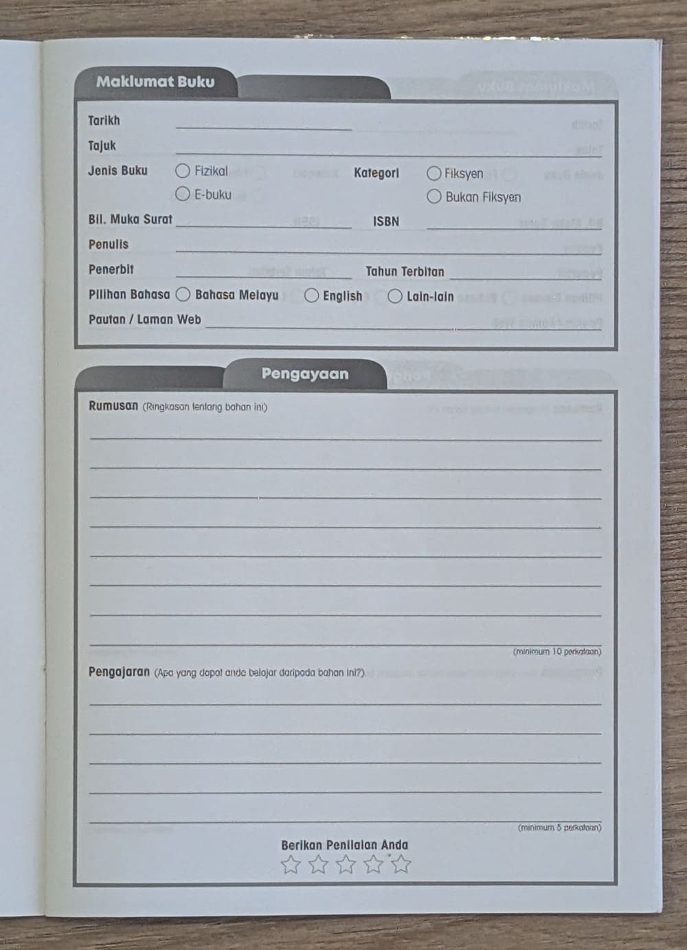 Contoh Borang Rekod IQ-NILAM Buku
